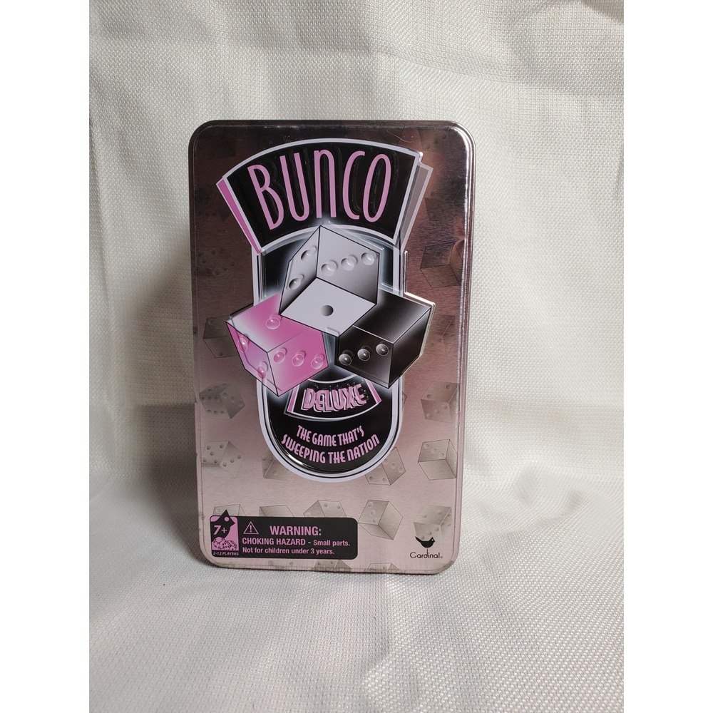 Cardinal BUNCO Party Game Pink Collectors Tin Box 2-12 Players Ages 7+ Complete